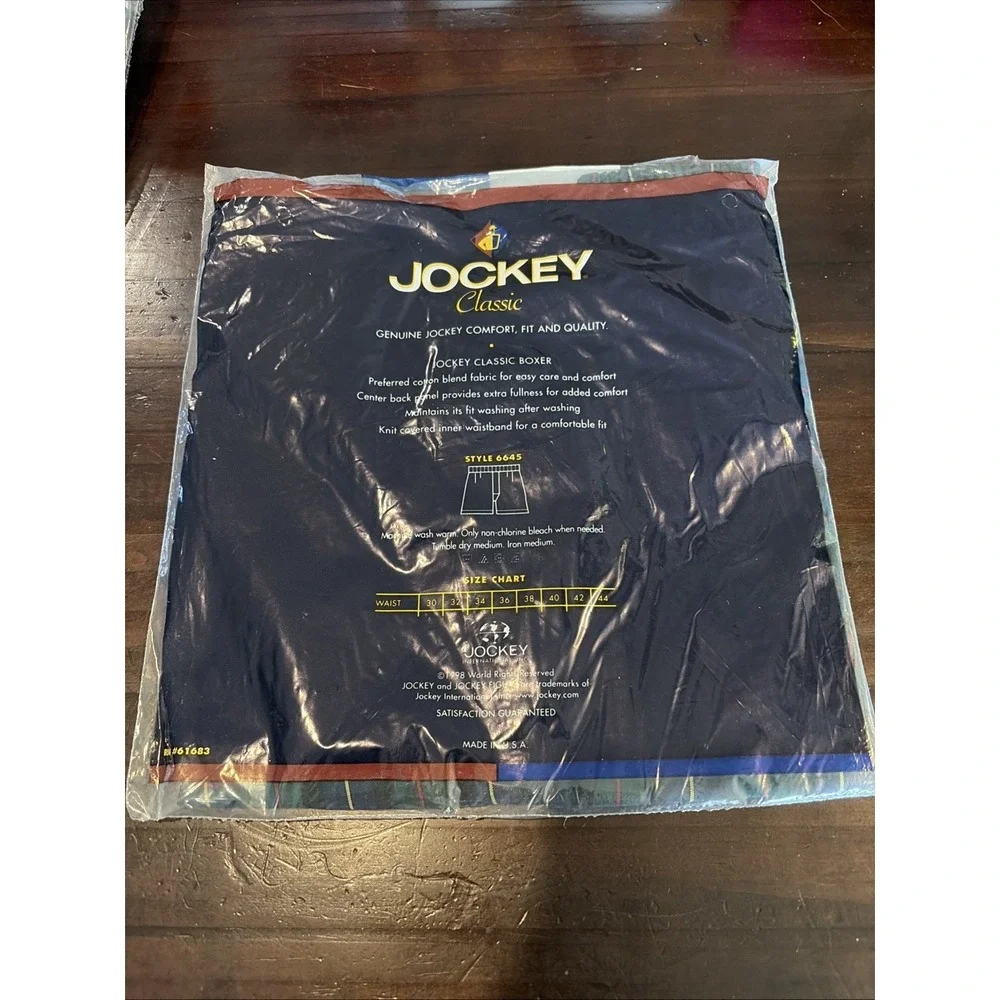 Vintage 1998 Jockey Classic Men's 34 Full Cut Boxer 1-Pack Plaid Multicolor NOS